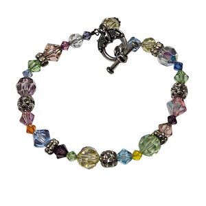 Handmade Crystal Beaded Bracelet Multicolor Beads Toggle Clasp Fashion Jewelry